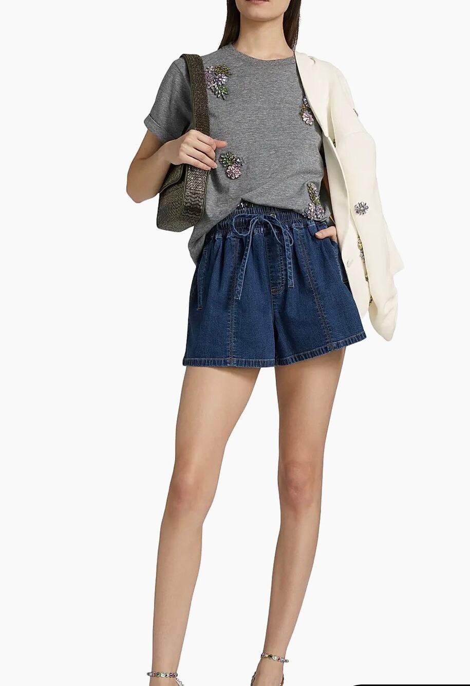 Cinq à Sept  Paige Stretch Denim Shorts in Marine L